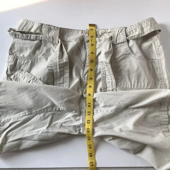 Beige Cream Bermuda casual shorts sporty  athletic hiking tie waist size 14 - Picture 12 of 16